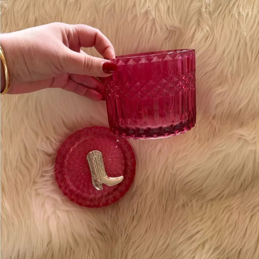 Pink Cowgirl boot pink candle
